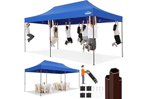 COBIZI 10x20 Pop up Canopy Without Sidewall Heavy Duty Commercial Outdoor Gazebo Easy Up Wedding Party Tents for Parties with Roller Bag, All Season Wind & Waterproof UPF50+(Upgrade Hexagonal Tube)