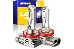 AUTOONE Upgraded H11/H8/H9 LED Bulbs, 600% Ultra Brightness, 6500K Cool White 1:1 Halogen Size Replacement, 60000Hrs Long Service Life with Turbo Fan, Plug and Play, Pack of 2