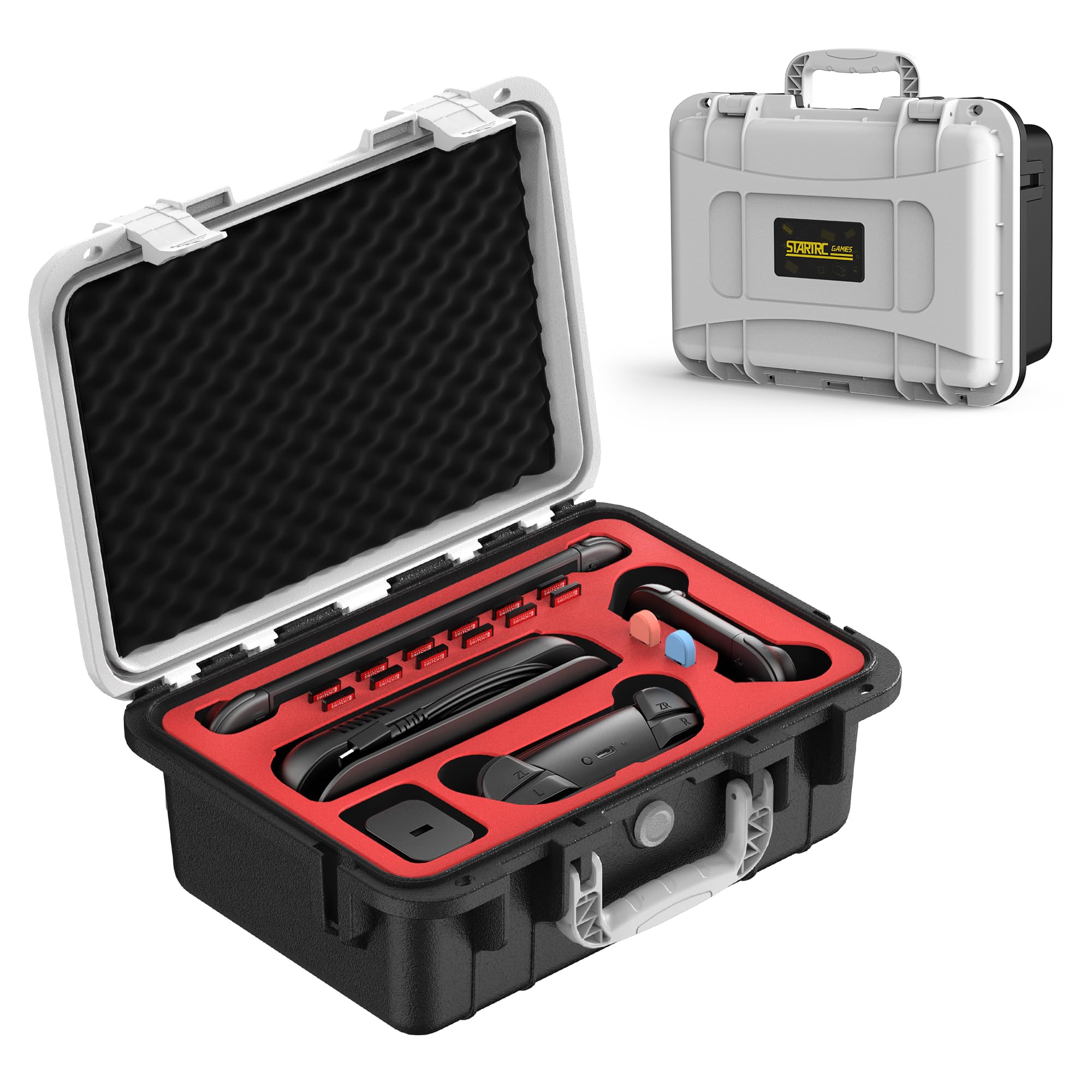STARTRC GAMES Hard Carrying Case for Nintendo Switch 2, Professional Deluxe IP67 Waterproof, Soft Lining Hard Travel Case for Nintendo Switch 2 Console Pro Controller & Accessories (Black & White) Image