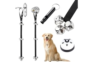 KABUDA 2 Pack Dog Doorbells, Dog Training Bells for Go Outside Potty Training Bell Communication Device, Adjustable Strap Door Bell, Dog Bells Puppy Training Bell with Free Whistle