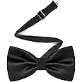 Qancekoo Adjustable Men Bowtie Solid Color Double Fold Pre-Tied Bow Tie for Dinners, Weddings, Parties, Business, Proms