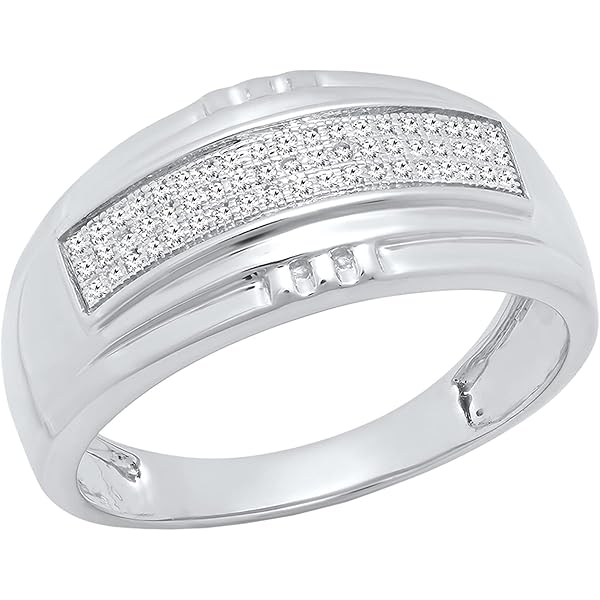 DazzlingRock Collection 0,10 Quilates (de Quilate) Plata Diamante Redondo Hombres De 7 Piedra Apilables Aniversario