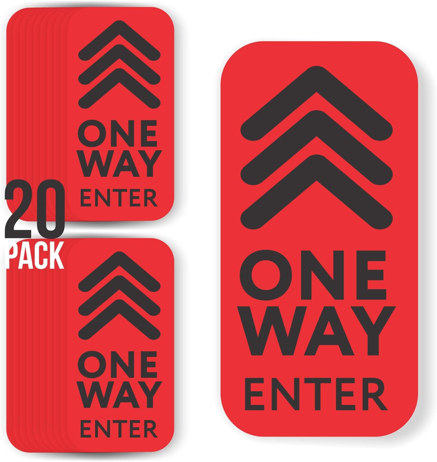 20 Pack One Way Floor Decal Sign 4"×8" Directional Arrow