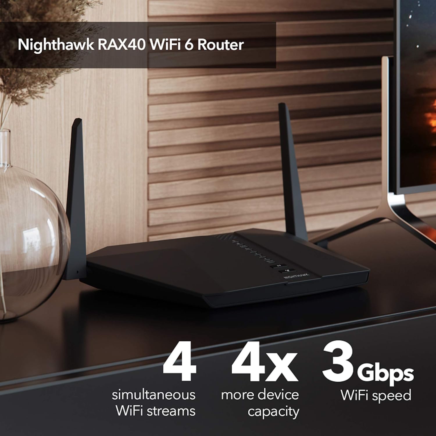 NETGEAR Nighthawk 4-Stream AX4 Wifi 6 Router (RAX40) – AX3000 Wireless Speed (Up to 3 Gbps) | 1,500 sq. ft. Coverage: Computers & Accessories