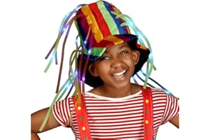 FlashingBlinkyLights Funny Clown Crazy Hat with LED Lights & Noodle Hair