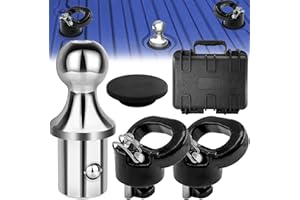 COOHAME 60618 Gooseneck Hitch Ball for 2013-2024 Dodge RAM 2500 3500, 2-5/16 Inch Gooseneck Ball for Truck Bed with 2 Packs Safety Chain Anchors, Gooseneck Trailer Hitch System 30000 LBS GTW, Silver