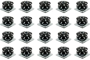 Outwater Industries Double Star Threaded Caster Insert | Heat Treated Steel | Fits 1-1/2 Inch Square 16-18 Gauge Tube | THREAD: 5/16-18 | 20 PACK