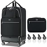 Verage Expandable Foldable Luggage Bag Collapsible Suitcases Rolling Travel Duffel Bag Larger Suit Case with Detachable Spinner Wheels (Black, Checked-In Pro (24-Inch Expands into 28-Inch))