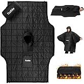 Thallike Camping Blanket with Zipper Pocket, 85'' x 61'' Large Wearable Hooded Blanket, Ultralight Warm Sleeping Bag, Windproof Camping Poncho for Outdoor Stadium Sports Gaming Hiking Picnic Concerts