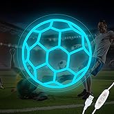 Soccer Neon Sign, Dimmable LED Neon Lights for Wall Decor, Football Neon Signs USB-Powered, Sports Neon Signs for Room Bedroom Decor Unique Gift for Teen Boys & Soccer Fans(Ice Blue)
