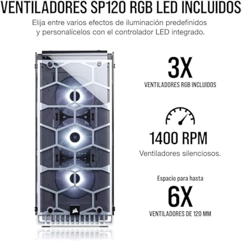 Corsair Crystal 570X RGB - Caja de PC, Mid-Tower ATX, ventana lateral cristal templado con ventilador, iluminación RGB LED, Blanco,Blanco,570X RGB