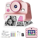 Instant Print Camera for Kids, Front Rear Dual Selfie Kids Camera with 1080P Videos, Christmas Birthday Gifts for Kids Ages 3-12, Toddler Digital Camera Toy for 4 5 6 7 8 Year Old Girls (Pink)