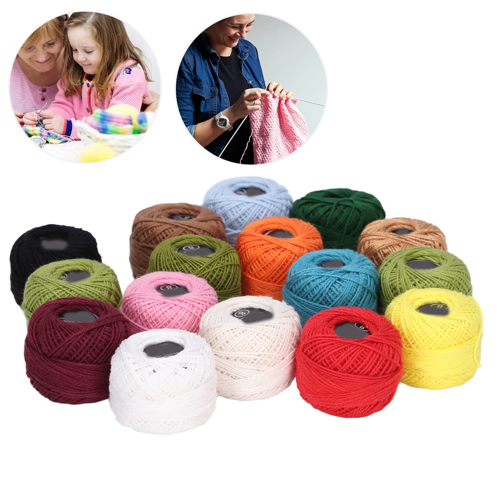 16Pcs Crochet Thread Set Balls, Colorful Cotton Crochet Yarn for Crocheting Hardanger Cross Stitch Needlepoint Hand Embroidery