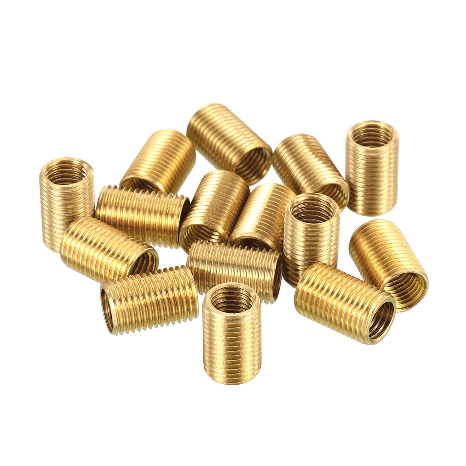PATIKIL M10 to M8 Fine Thread Adapter Reducer Thread Reducing Nuts Insert, 15 Pack 15mm Threaded Hollow Tube Adapter Brass Coupler Connector Pipe Fitting