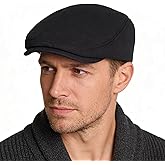 Connectyle Men's Classic Newsboy Cap Cotton Flat Ivy Irish Cap Fitted Gatsby Driving Cabbie Hat Flat Winter Golf Hats