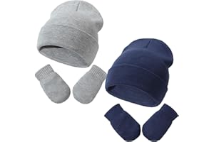 DANMY Baby Beanie Hat Gloves Set, Kids Winter Warm Knit Hat with glvoes,Toddler Soft Beanie for Little Boys Little Girls Children