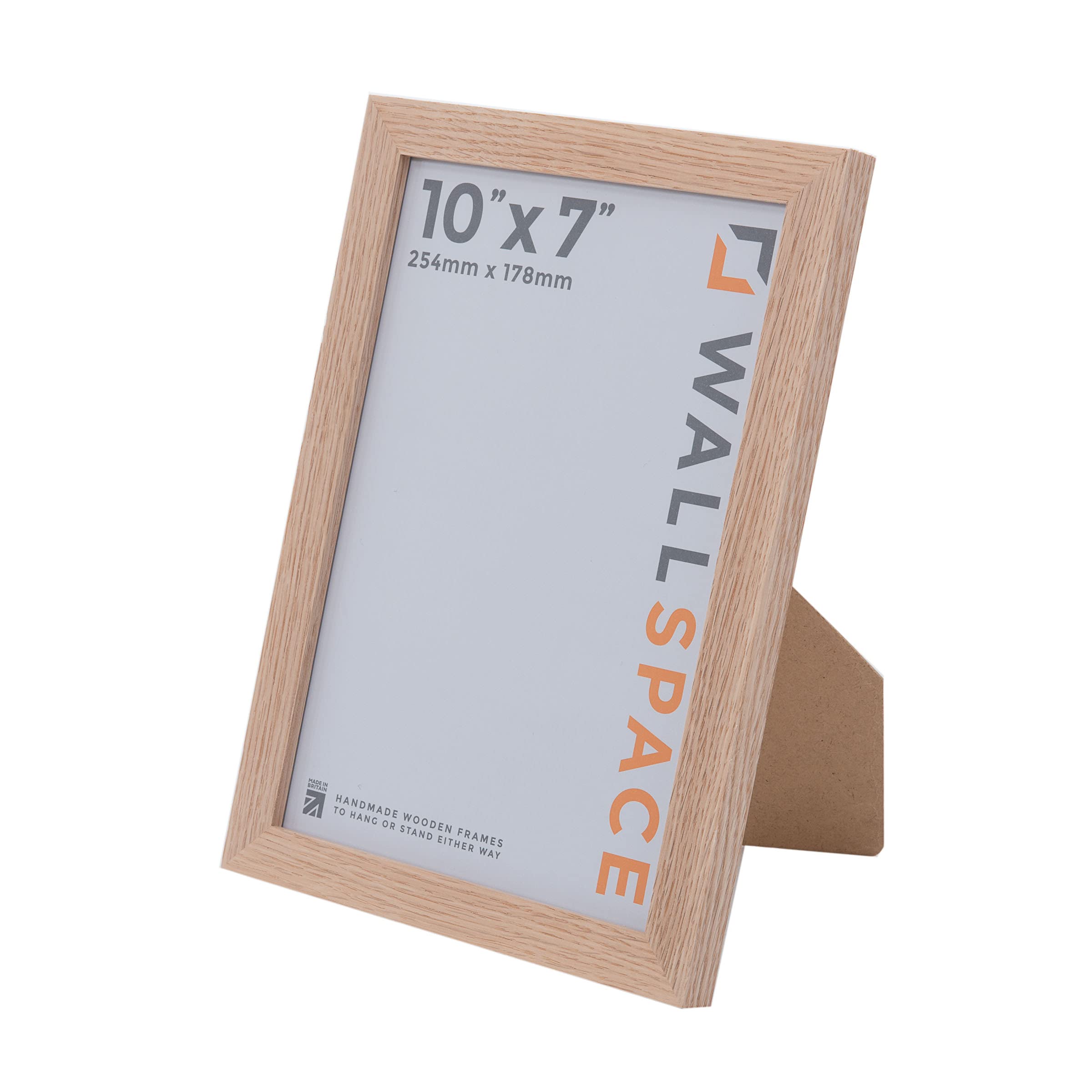 Wall Space 10x7 Oak Picture Frame | Oak 7x10 Photo Frame | 10 x 7 inch | 254x178mm | 25.4x17.8cm | Real Wood with Glass | Handmade Wooden Made in UK — image 1