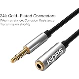 Kinps 5M Audio Auxiliary Stereo Extension Cable 3.5mm Male to Female, Stereo Jack Cord for Phones, Headphones, Speakers, Tablets, PCs, MP3 Players and More (16.6ft/5m, Black)