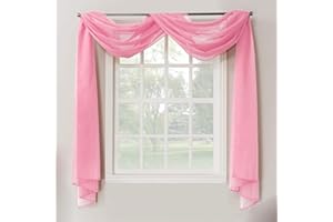 Decotex 1 Piece Sheer Voile Home Decor Fully Hemmed Scarf Valance Swag Topper (37" X 216", Light Pink)