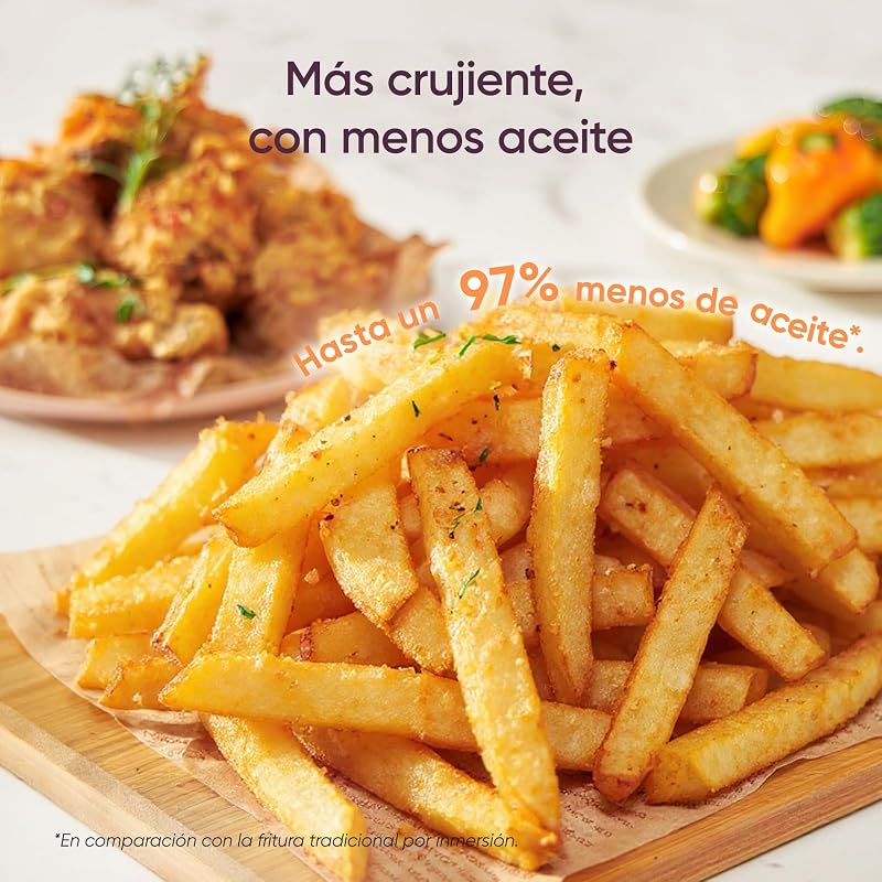 Fritadeira cosori sem óleo 5,5 l, fritadeira de ar quente com 100 receitas em espanhol, 11 programas, tela de toque led, cesto antiaderente, temporizador