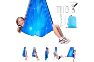 VEVOR Sensory Swing, Double-Layer Fabric Sensorys Hammock, Indoor & Outdoor Sensory Swing with 360° Swivel Hanger, O-Sling, H