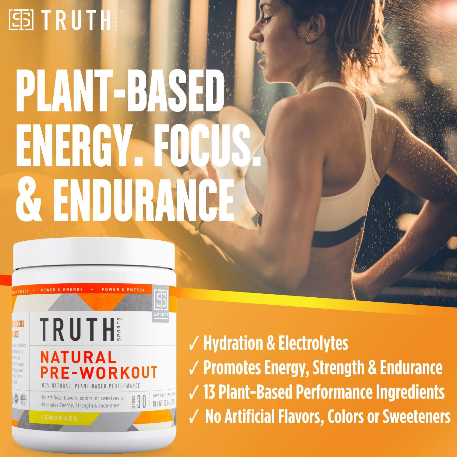 Natural PreWorkout Powder- Preworkout for Men & Women - Plant Based, Keto & Vegan Friendly - Energy, Focus & Endurance - Truth Nutrition (30 Servings) (Lemonade)): Health & Personal Care