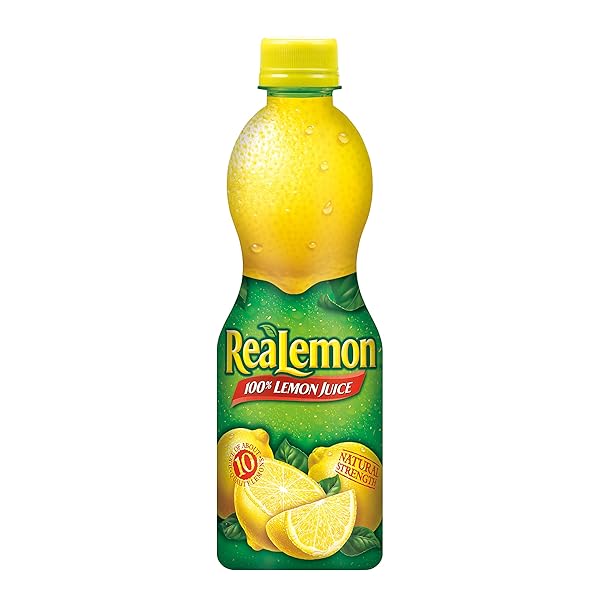 REALEMON 100% LEMON JUICE, 15 FL OZ BOTTLE, MADE WITH LEMON JUICE FROM CONCENTRATE, GLUTEN-FREE, SODIUM FREE, PERFECT MIXER TO ADD TO COCKTAILS AND MARINADES