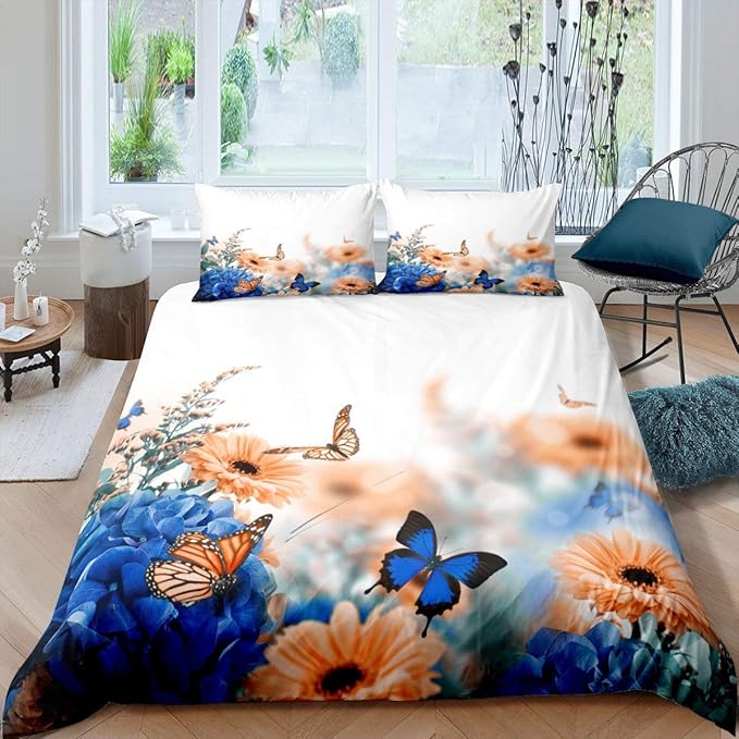 Erosebridal Butterfly Bedding Set Flower Duvet Cover, Daisy