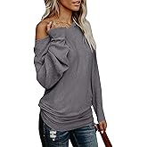 UMEKO Womens Off The Shoulder Sweater Oversized Knit Long Sleeve Sweaters Tunic Tops