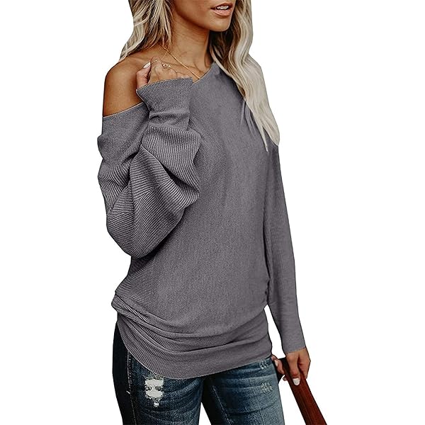 Kinkia Women's Off Shoulder Sweater Long Sleeve Oversized