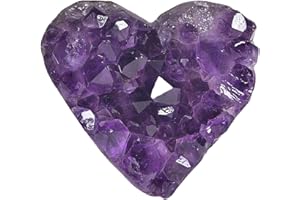 HSDXBA Heart Amethyst Cluster Natural Crystal Heart Amethyst Rock Mineral Druzy Geode Specimen Purple Crystals Rock Raw Cryst