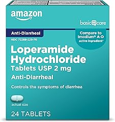 Amazon Basic Care Loperamide Hydrochloride Tablets, 2 mg, Anti-Diarrheal, 24 Count (Pack of 1) (Packaging may vary)