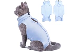 SUNFURA Recovery Suit for Cats After Surgery, Breathable Onesie for Abdominal Wounds, Skin Diseases, E-Collar Alternative, Anti-Licking Surgical Spay Shirt, Blue S