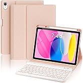 OYEEICE for iPad 11th (A16) &10th Generation Case with Keyboard - 7 Color Backlit Wireless Detachable Folio Keyboard Cover with Pencil Holder for iPad 11 inch A16 2025 10th Gen 10.9'' 2022 - Pink
