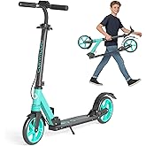 Kick Scooter with Dual Brakes for Kids Age 8+, Teens, Adults, Dual Suspension Foldable Lightweight Scooter with 8 Inch Big Wheels, Max Load 240 LBS Wide Deck