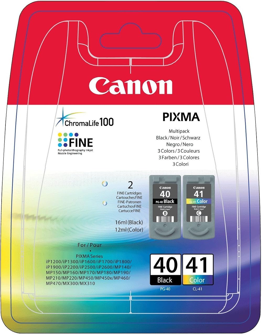 Canon PG-40 Black & CL-41 Colour Ink Cartridge Bundle Pack