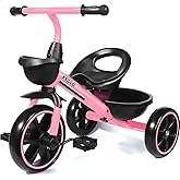 KRIDDO Toddler Tricycle for Toddlers Age 2-5, Tool-Free Trike | Tricycles for 3-5 Year Olds, Pink, Easy to Assemble, 2 Year Old Girl Birthday Gift, Outdoor Toys