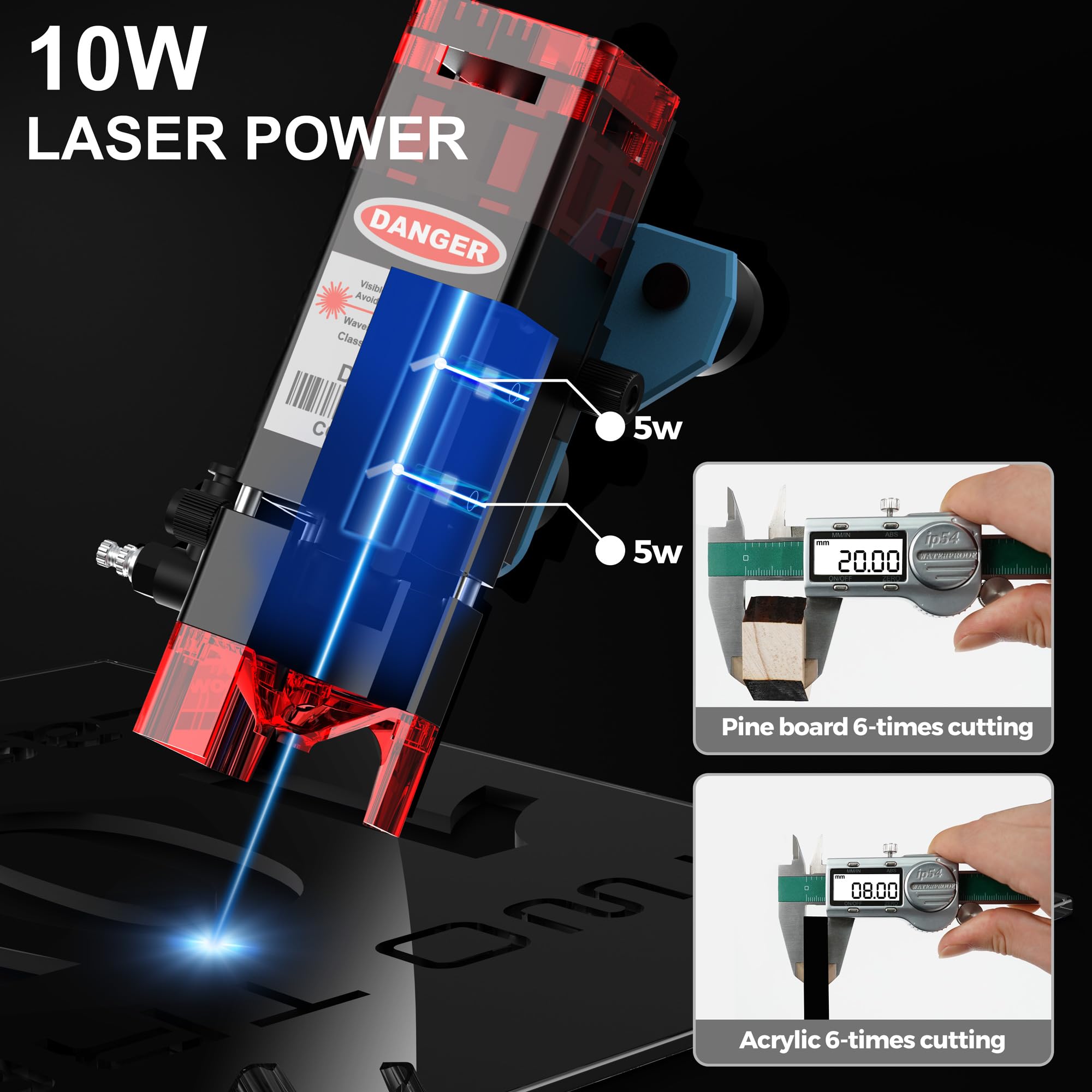 TTS-10 PRO 10W Laser Engraver,Laser Cutter,Laser Engraving Machine,0.06mm Laser Spot 30000mm/min, Offline Usage CNC Laser Engravers for Wood Metal Acrylic Glass Leather