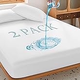 2 Pack Twin Waterproof Mattress Protector Deep Pocket Mattress Cover, Soft Breathable Mattress Pad, Fitted Noiseless Waterpro