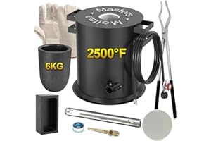 MOLTEN MASTERS MMasters 6KG Propane Metal Melting Furnace Kit with Gloves, 2500℉ High-Efficiency Metal Foundry for Gold, Silver, Copper, and Aluminum Smelting, Ideal for Jewelry Making and Metal Casting