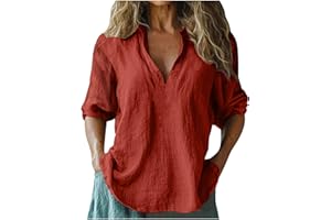 FLOLEO Linen Shirts for Women Long Sleeve Button Down Linen Shirts Boho Summer Top Spring Vacation Tops Casual Travel Blouses