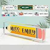 Teacher Office Desk Name Plate Personalized, Custom Name Plates for Desks, Teachers Office Desk Decor, Clear Acrylic Glass Block, Personalized Office Gifts for Teachers Laywers, Appreciation Gifts