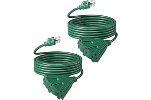 DEWENWILS 15 FT Outdoor Extension Cord for Christmas, Weatherproof 16/3 SJTW Power Cable for Outdoor String Lights and Landscaping String Lights, ETL Listed, Pack of 2, Green