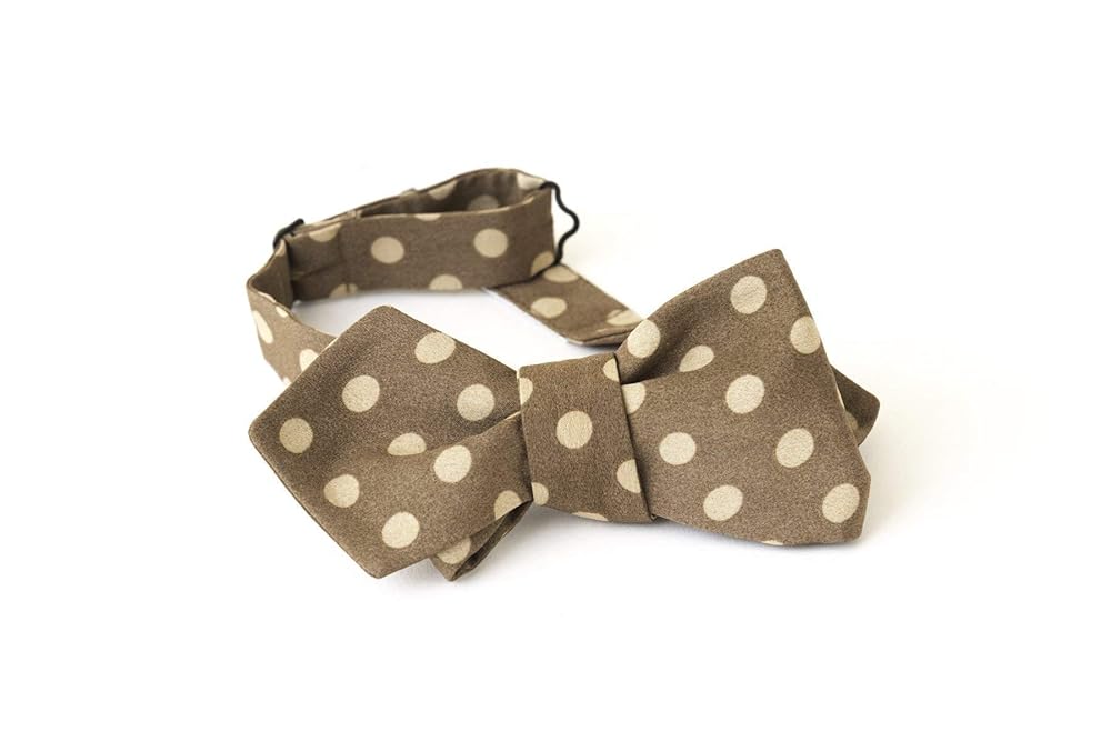 Fliege zum Binden in Viskose, Beige Camel mit Elfenbein