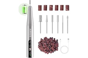 AIRSEE Omni GO Cordless Nail Drill for Home & Salon, Portable Rechargeable Nail File , Professional Efile Dremel Kit for Manicure Pedicure Acrylic Gel Polishing, Silver