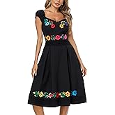 Women's Mexican Dress Embroidered Causal Lace Party Dress