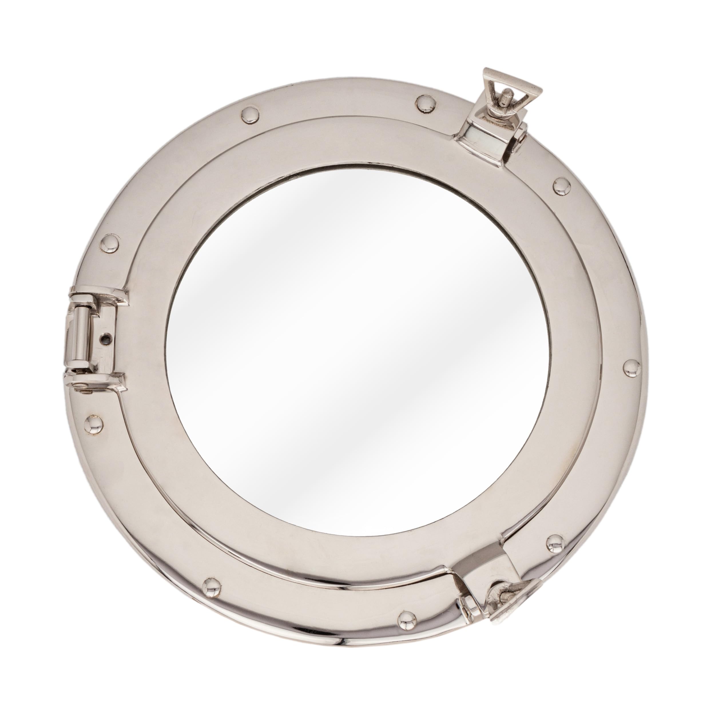 NKlaus Porthole Mirror Nickel-Plated Brass 28 cm Nautical Maritime Wall Mirror Antique 14946