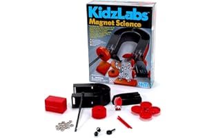 TOYSMITH 4M Magnet Science Kit - 10 Magnetic Experiments & Games (over 25 pieces to Build & STEM Learn From) - Power the Racer with a Magnet, Levitate a Magnet, Magnetic Yacht & Fishing, Boys & Girls, Age 8+