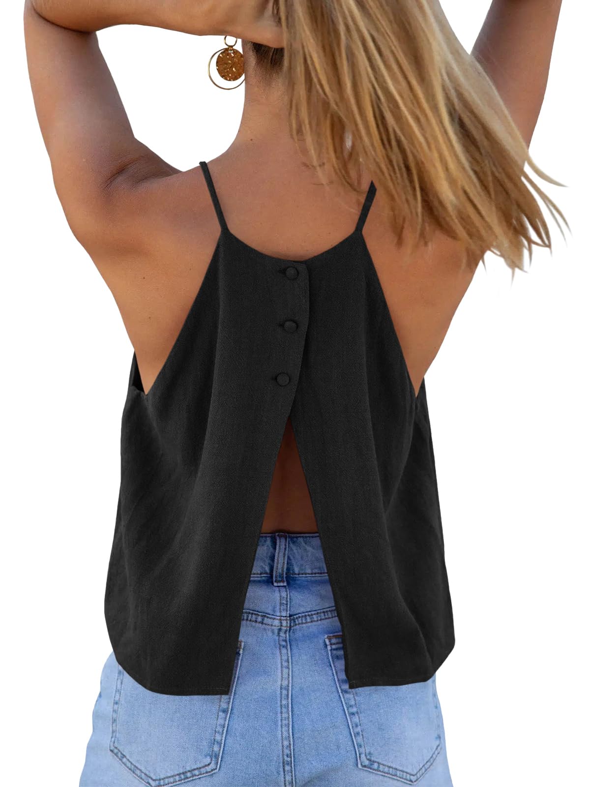 Photo 1 of (BLACK) (SMALL) (TYLE VARIANT) Tankaneo Womens Summer Halter Crop Tank Tops Y2k Going Out Sleeveless Tee Shirts Open Back Beach Camisole Black