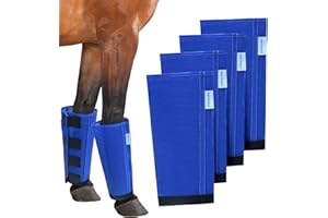 OAHELAKE Mesh Horse Fly Boots Set of 4, Loose Fitting Leggings for Horses, Reduce Stressful Stomping, Breathable Adjustable and Universal Boot Fit for 4 Legs, Reliable Stay Put (Blue)